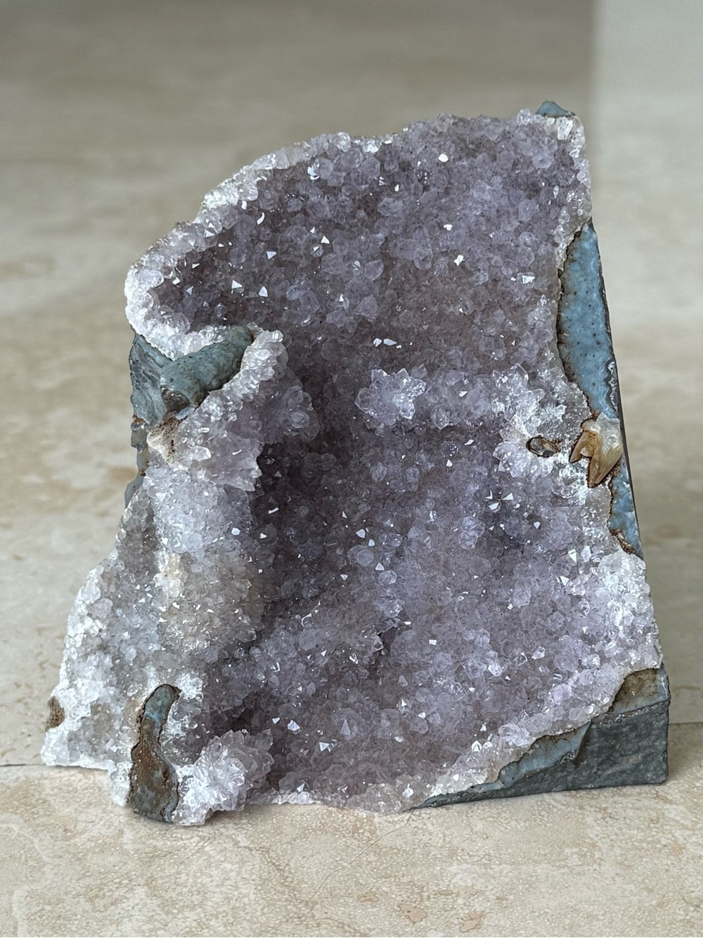 Large Amethyst Crystal with Flower - Lavender, Blue, Silver